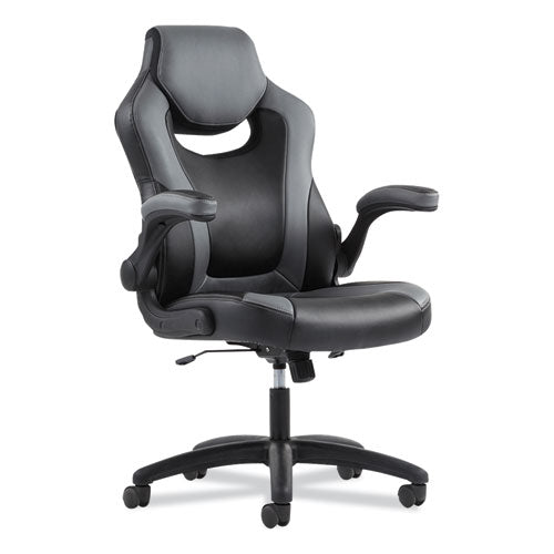 9-one-one High-back Racing Style Chair With Flip-up Arms, Supports Up To 225 Lbs., Black Seat-gray Back, Black Base