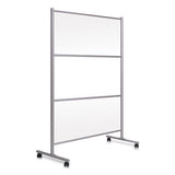 Protector Series Mobile Glass Panel Divider, 68.5 X 22 X 50, Clear-aluminum