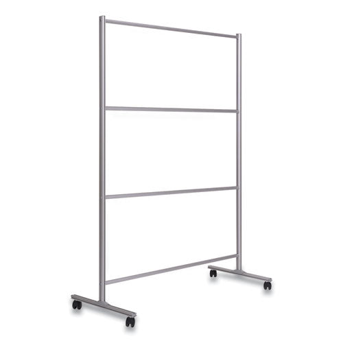 Protector Series Mobile Glass Panel Divider, 80.3 X 22 X 50, Clear-aluminum