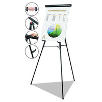 Telescoping Tripod Display Easel, Adjusts 35" To 64" High, Metal, Black