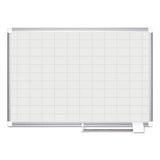 Grid Planning Board W- Accessories, 1 X 2 Grid, 36 X 24, White-silver