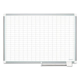 Grid Planning Board W- Accessories, 1 X 2 Grid, 36 X 24, White-silver