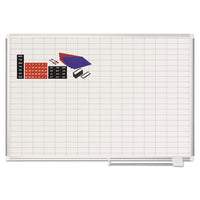 Grid Planning Board W- Accessories, 1 X 2 Grid, 48 X 36, White-silver