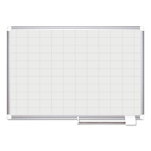 Grid Planning Board W- Accessories, 1 X 2 Grid, 72 X 48, White-silver