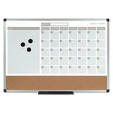 3-in-1 Calendar Planner Dry Erase Board, 24 X 18, Aluminum Frame