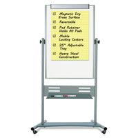 Magnetic Reversible Mobile Easel, 35 2-5w X 47 1-5h, 80"h Easel, White-silver