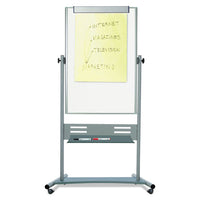 Magnetic Reversible Mobile Easel, 35 2-5w X 47 1-5h, 80"h Easel, White-silver