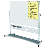 Magnetic Reversible Mobile Easel, 70 4-5w X 47 1-5h, 80"h, White-silver