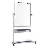 Magnetic Reversible Mobile Easel, 70 4-5w X 47 1-5h, 80"h, White-silver