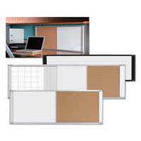 Combo Cubicle Workstation Dry Erase-cork Board, 48x18, Silver Frame