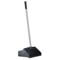 Lobby Dust Pan, Plastic-aluminum, 11 3-4" Wide, 34" Handle, Black-silver