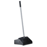 Lobby Dust Pan, Plastic-aluminum, 11 3-4" Wide, 34" Handle, Black-silver