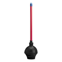 Toilet Plunger, 18" Plastic Handle W- 5 5-8" Dia Bowl, Red-black