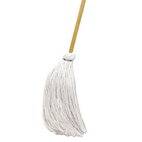 Deck Mop; 48" Wooden Handle, 12oz Cotton Fiber Head, 6-pack