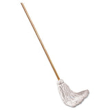 Deck Mop; 48" Wooden Handle, 12oz Cotton Fiber Head, 6-pack