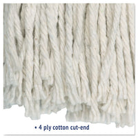 Cut-end Wet Mop Head, Cotton, #16, White, 12-carton