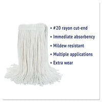 Cut-end Wet Mop Head, Rayon, No. 20, White, 12-carton