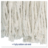 Cut-end Wet Mop Head, Cotton, No. 24, White 12-carton