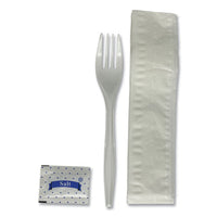 Three-piece Utensil Set, Fork-napkin-salt Packet, White, 500-carton