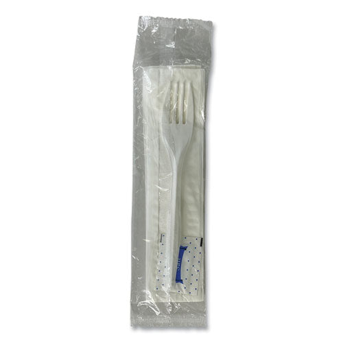 Three-piece Utensil Set, Fork-napkin-salt Packet, White, 500-carton