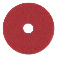 Buffing Floor Pads, 12" Diameter, Red, 5-carton