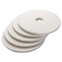 Polishing Floor Pads, 12" Diameter, White, 5-carton