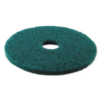 Heavy-duty Scrubbing Floor Pads, 13" Diameter, Green, 5-carton