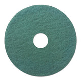 Heavy-duty Scrubbing Floor Pads, 13" Diameter, Green, 5-carton