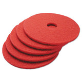 Buffing Floor Pads, 14" Diameter, Red, 5-carton