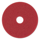 Buffing Floor Pads, 16" Diameter, Red, 5-carton