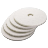 Polishing Floor Pads, 17" Diameter, White, 5-carton