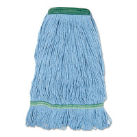 Super Loop Wet Mop Head, Cotton-synthetic Fiber, 5" Headband, Small Size, Green, 12-carton