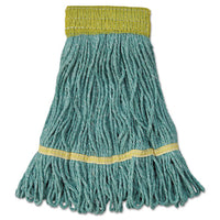 Super Loop Wet Mop Head, Cotton-synthetic Fiber, 5" Headband, Small Size, Green, 12-carton