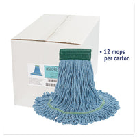 Super Loop Wet Mop Head, Cotton-synthetic Fiber, 5" Headband, Medium Size, Blue, 12-carton