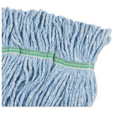 Super Loop Wet Mop Head, Cotton-synthetic Fiber, 5" Headband, Medium Size, Blue, 12-carton