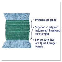 Super Loop Wet Mop Head, Cotton-synthetic Fiber, 5" Headband, Medium Size, Blue, 12-carton