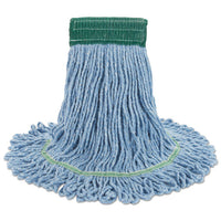 Super Loop Wet Mop Head, Cotton-synthetic Fiber, 5" Headband, Medium Size, Blue