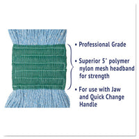 Super Loop Wet Mop Head, Cotton-synthetic Fiber, 5" Headband, Medium Size, Blue