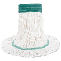 Super Loop Wet Mop Head, Cotton-synthetic Fiber, 5" Headband, Medium Size, White, 12-carton