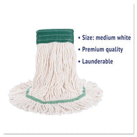 Super Loop Wet Mop Head, Cotton-synthetic Fiber, 5" Headband, Medium Size, White