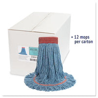 Super Loop Wet Mop Head, Cotton-synthetic Fiber, 5" Headband, Large Size, Blue, 12-carton