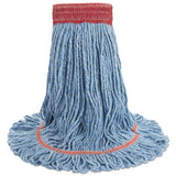 Super Loop Wet Mop Head, Cotton-synthetic Fiber, 5" Headband, Large Size, Blue, 12-carton