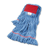 Super Loop Wet Mop Head, Cotton-synthetic Fiber, 5" Headband, Large Size, Blue, 12-carton