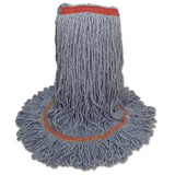 Super Loop Wet Mop Head, Cotton-synthetic Fiber, 1" Headband, Large Size, Blue, 12-carton