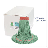 Super Loop Wet Mop Head, Cotton-synthetic Fiber, 5" Headband, Large Size, Green, 12-carton