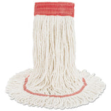 Super Loop Wet Mop Head, Cotton-synthetic Fiber, 5" Headband, Large Size, White, 12-carton