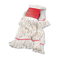 Super Loop Wet Mop Head, Cotton-synthetic Fiber, 5" Headband, Large Size, White, 12-carton