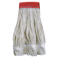 Wideband Looped-end Mop Heads, 20 Oz, Natural W-red Band, 12-carton