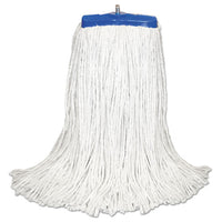 Cut-end Lie-flat Wet Mop Head, Cotton, 24oz, White, 12-carton