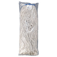 Mop Head, Economical Lie-flat Head, Cotton Fiber, 32oz, White, 12-carton